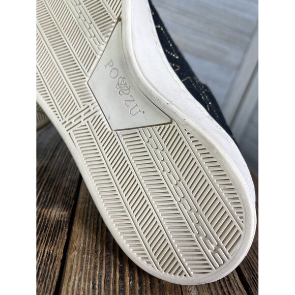 Po-Zu Women's 36 US 5 Lace Up Sneakers Black/Gold - Picture 10 of 11
